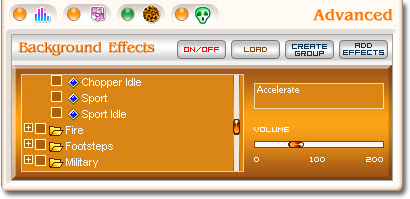 screenshot of Voice Changer Software  Gold's Advanced panel: Background Effects